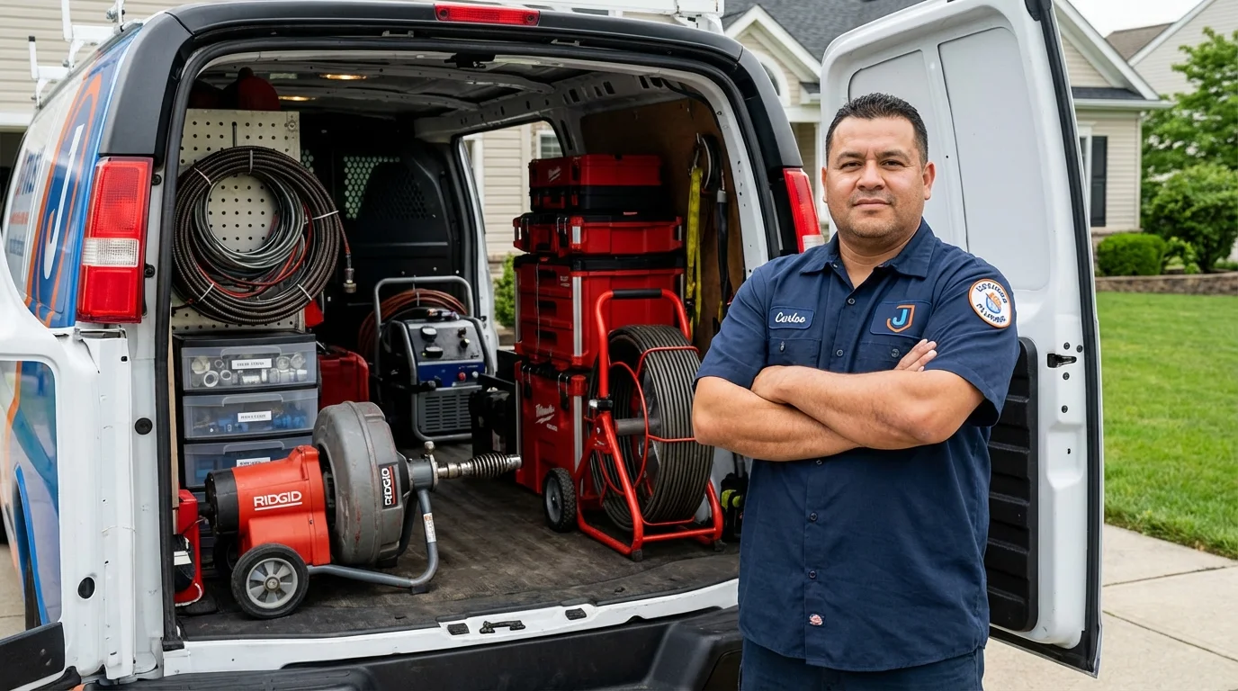 Professional drain cleaning equipment and Johns Plumbing LLC plumber in Claremont