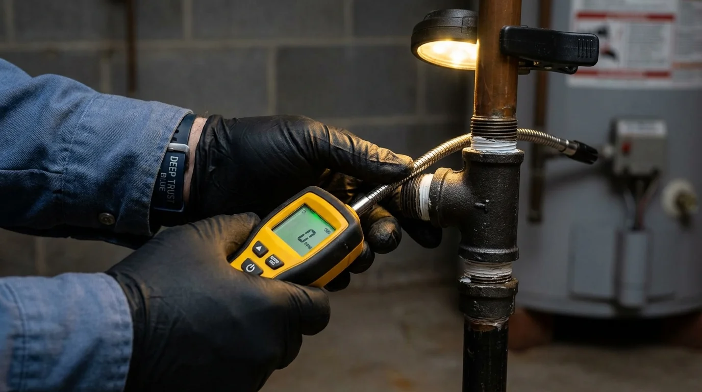 Gas leak detection with electronic sniffer by Johns Plumbing LLC in Claremont