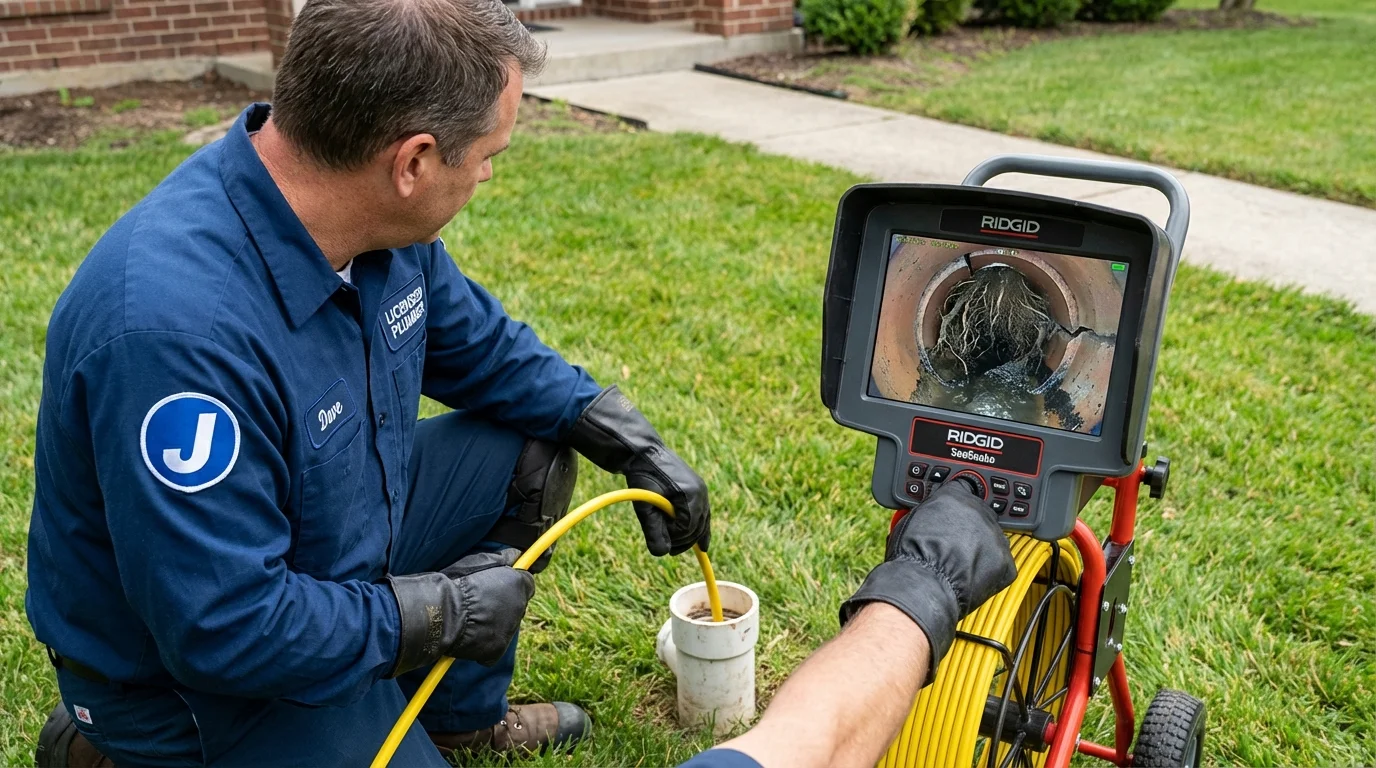Sewer camera inspection being performed by Johns Plumbing LLC in Claremont